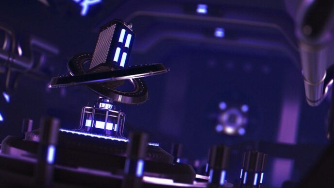 a futuristic sci - fi scene with a blue background