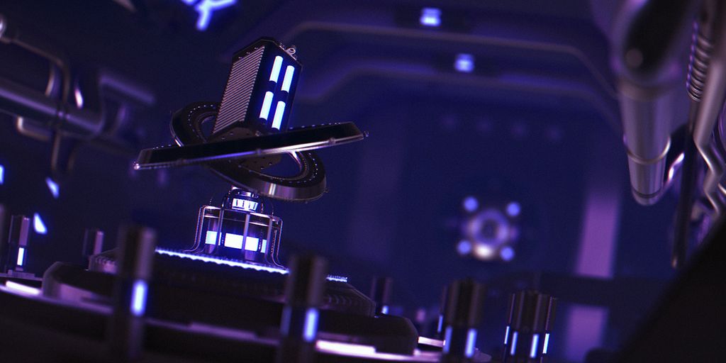 a futuristic sci - fi scene with a blue background