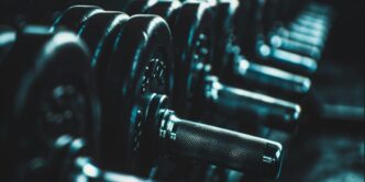 A row of dumbs in a gym