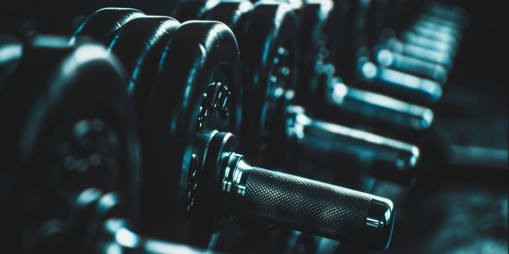 A row of dumbs in a gym