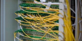 Yellow and green cables are neatly connected.