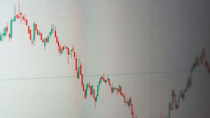 Stock market chart shows a downward trend.