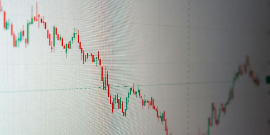 Stock market chart shows a downward trend.