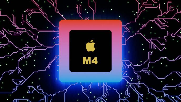 an apple m4 processor in front of a computer circuit