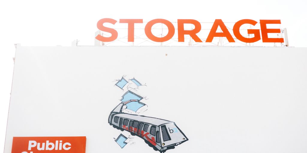 Public storage building with a sign.