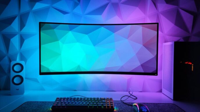 a computer monitor sitting on top of a desk