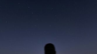 man in black jacket standing under blue sky during night time