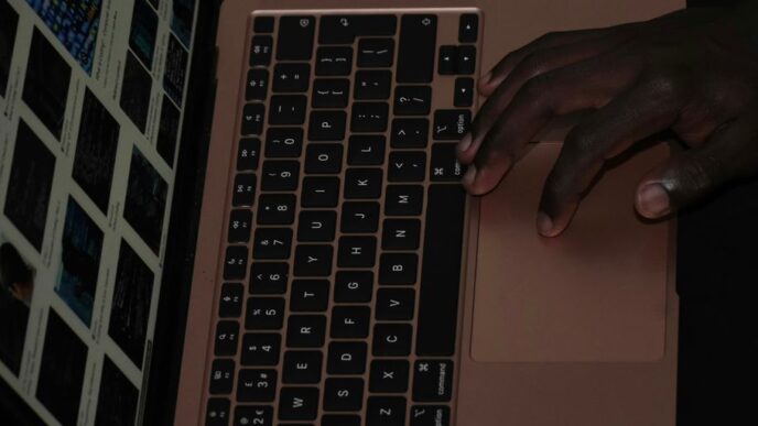 a person using a laptop