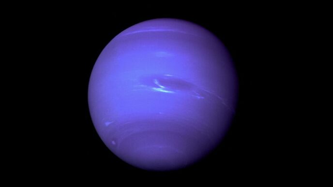 Neptune on a black background