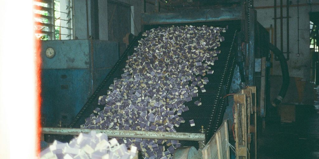 a conveyor belt filled with lots of money