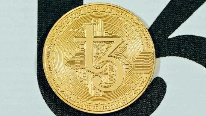 a close up of a coin on a white surface
