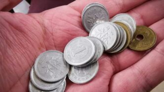 silver and gold round coins