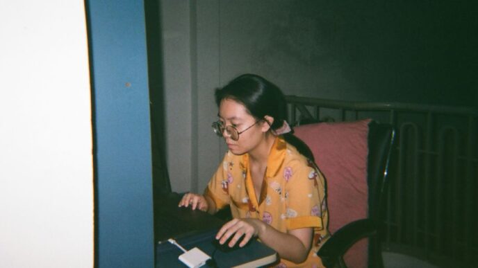 a person sitting at a desk