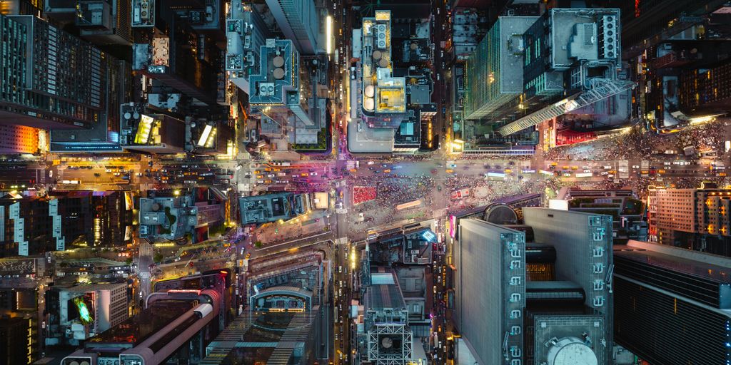 A city filled with lots of tall buildings