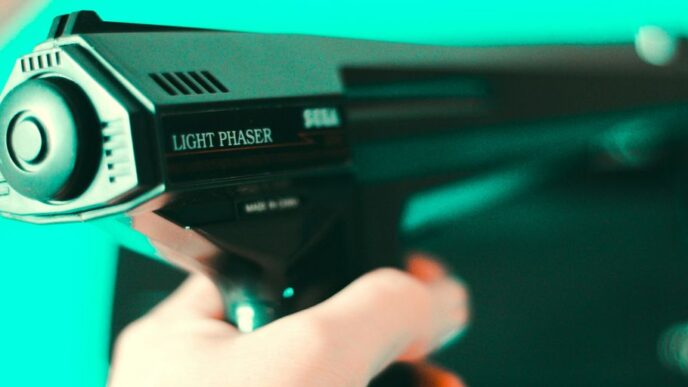 person holding black light phaser