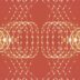 a red background with circles and dots