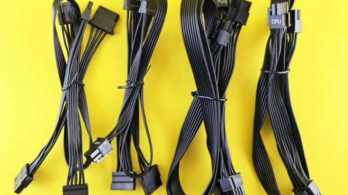 Computer power supply cables are displayed.