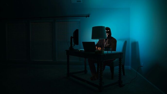 man siting facing laptop
