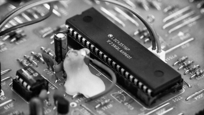 black and white computer motherboard