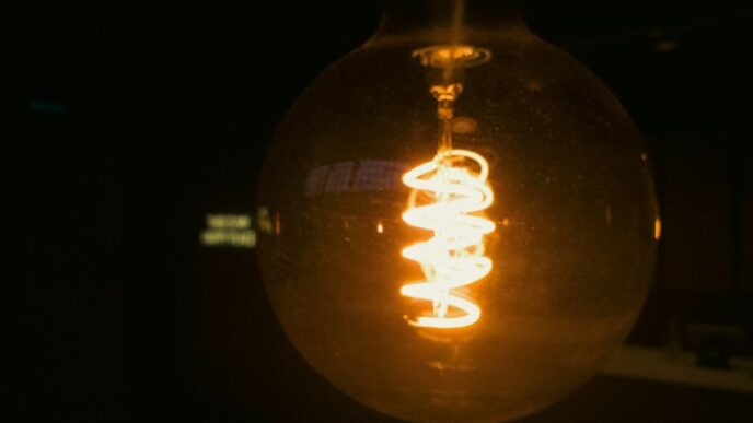 A lightbulb illuminates a dark background.