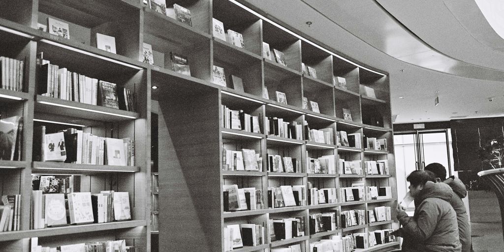 a person sitting in a library