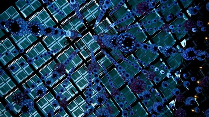 blue and black abstract painting