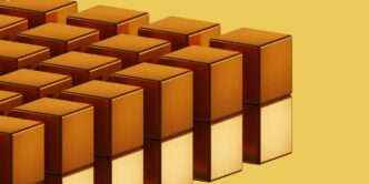 a group of brown boxes sitting next to each other