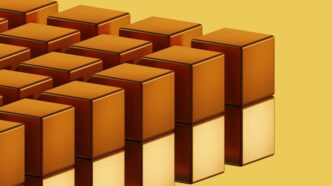 a group of brown boxes sitting next to each other