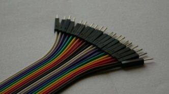 A close up of a bunch of wires on a table