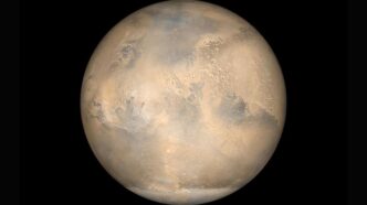 Mars on a black background