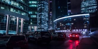 high rise building with lights during nighttime