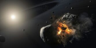 an artist's impression of a collision between two planets