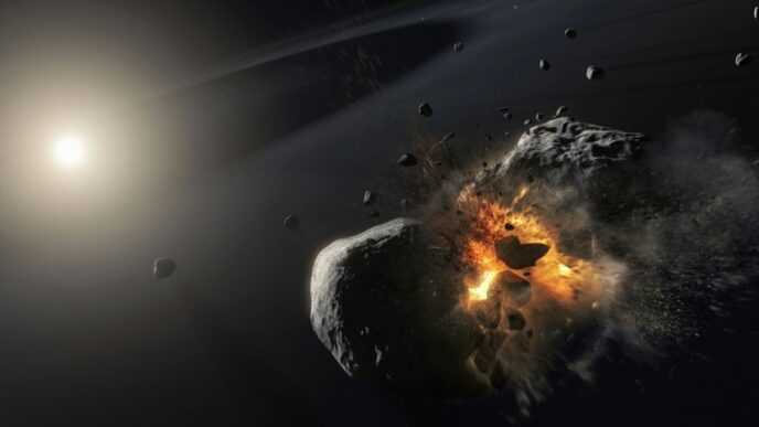 an artist's impression of a collision between two planets