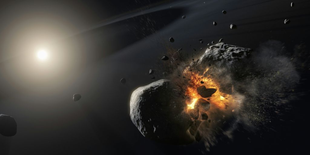 an artist's impression of a collision between two planets