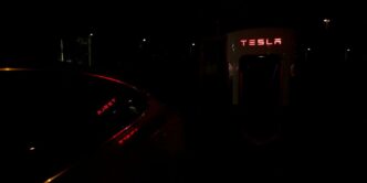 a car with its lights on