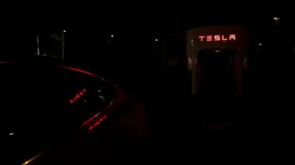 a car with its lights on