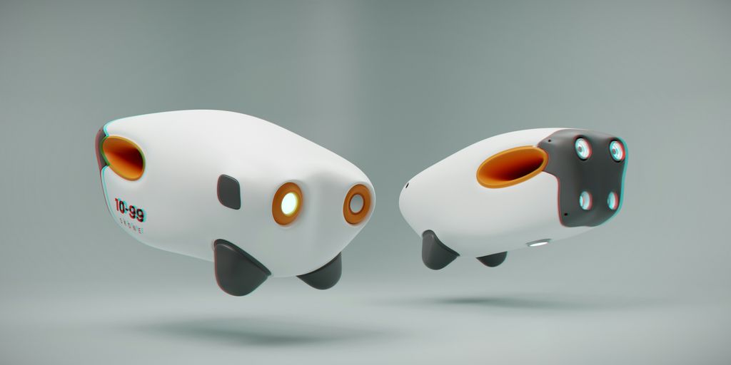 A couple of white and black objects on a gray background