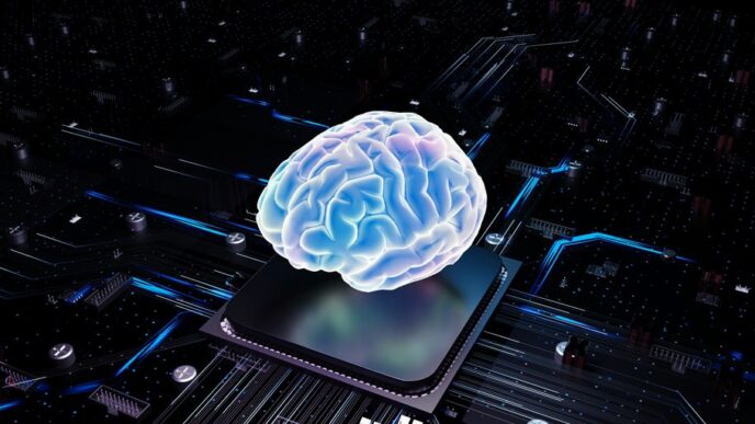 A brain over cpu represents artificial intelligence.