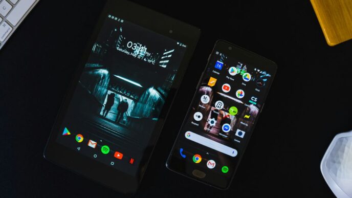 black android smartphone displaying home screen