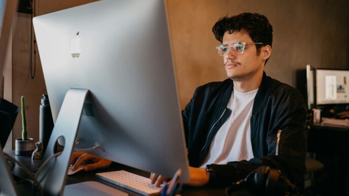 a man sitting at a desk