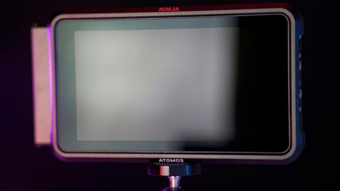 a close up of a camera on a tripod