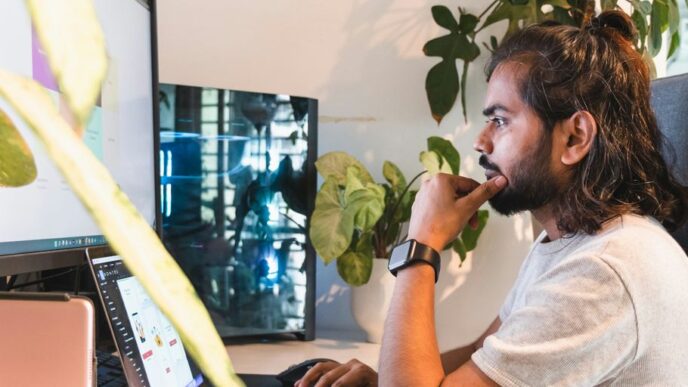 a man using a laptop