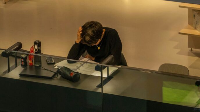 a person sitting at a desk