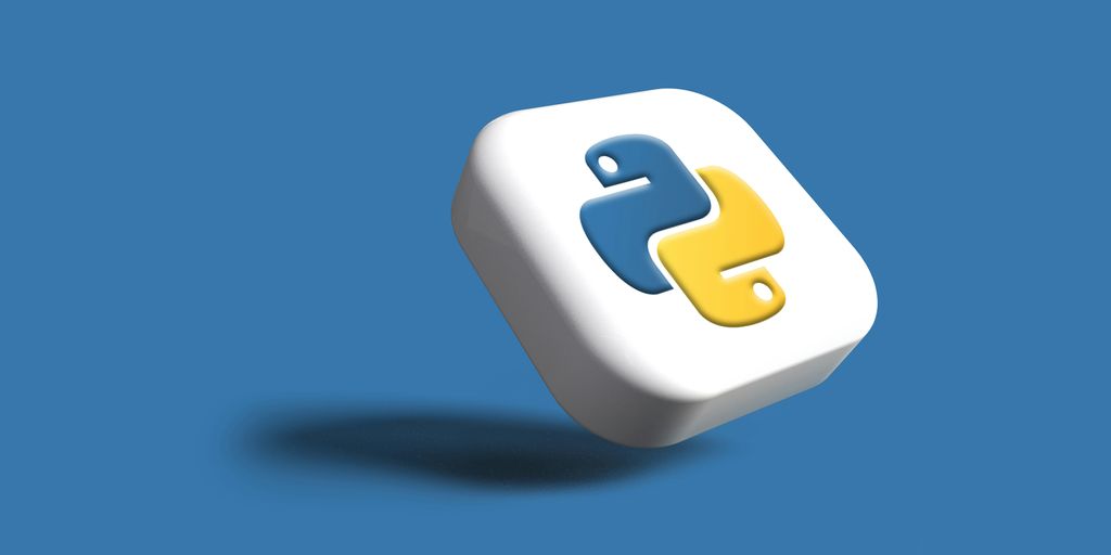 a white cube with a yellow and blue logo on it