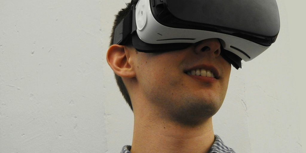 man wearing VR glass headset