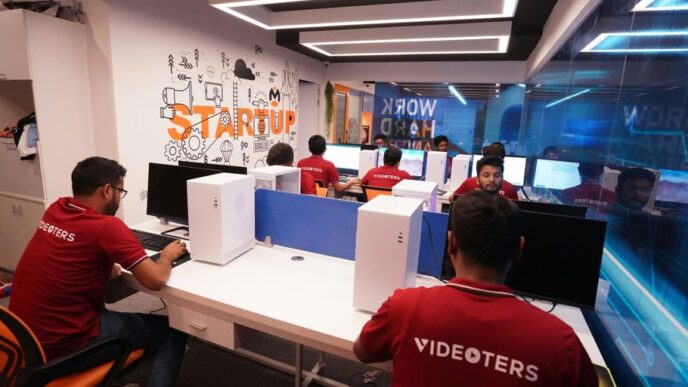 A group of people playing a video game