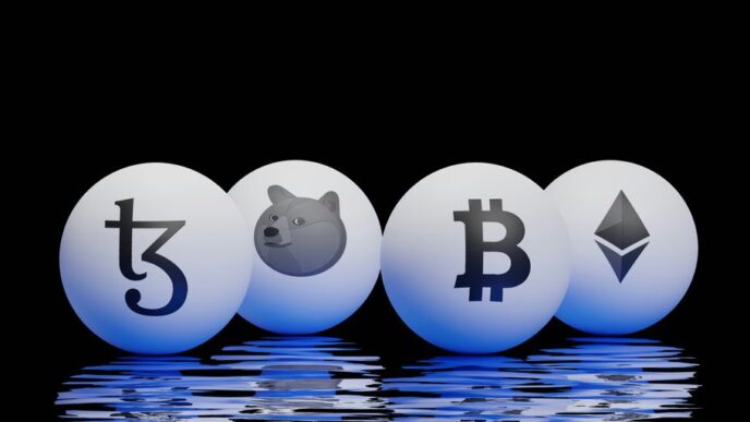 three eggs with bitcoins on them sitting next to each other