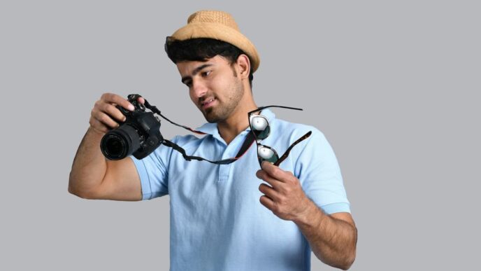 a man holding a camera