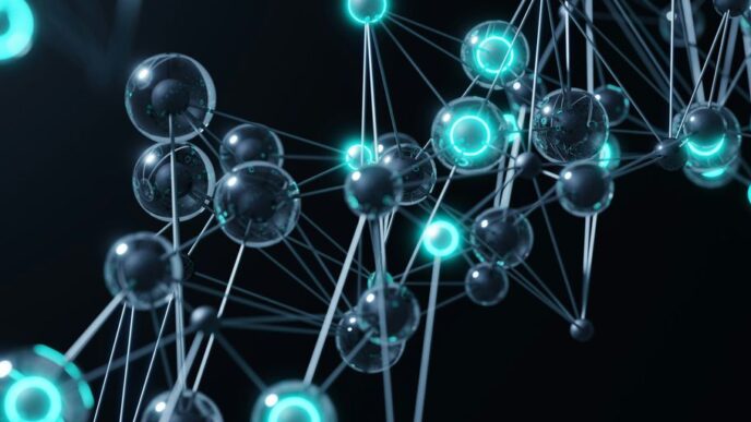 A group of blue and green balls on a black background