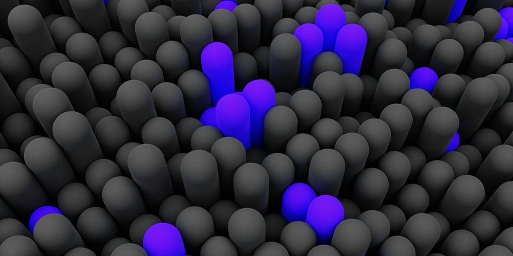 a large group of black and blue balls